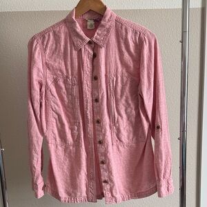 Duluth Trading Co Pink Button-Up Blouse